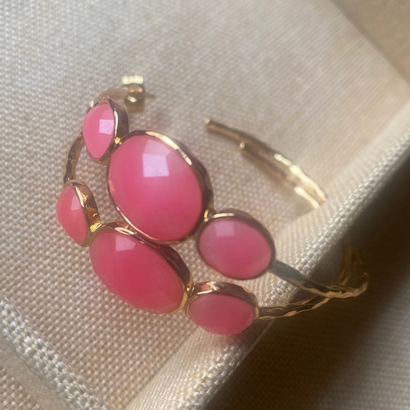 Gorjana Hoop Earrings with Pink Gemstones - Picture 2 of 4